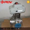 Electric stainless steel 3 way flange end ball valve